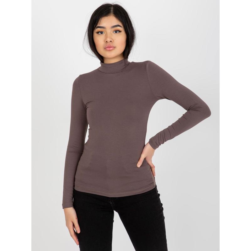 Női blúz garbó Cassie RUE PARIS sötétbarna