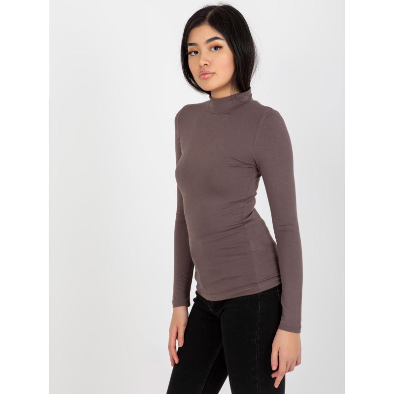 Női blúz garbó Cassie RUE PARIS sötétbarna