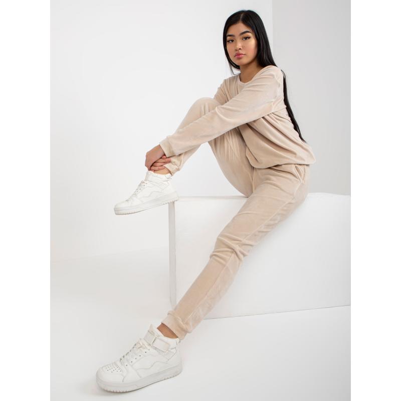 Dámský komplet s kalhotami Clarisa RUE PARIS světle béžový 