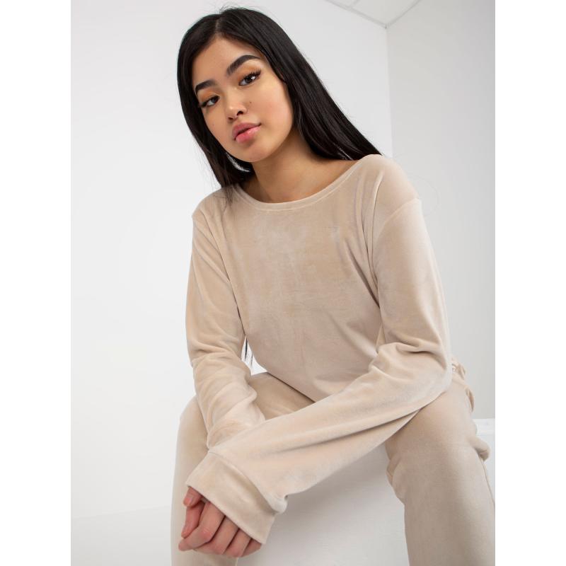 Dámský komplet s kalhotami Clarisa RUE PARIS světle béžový 