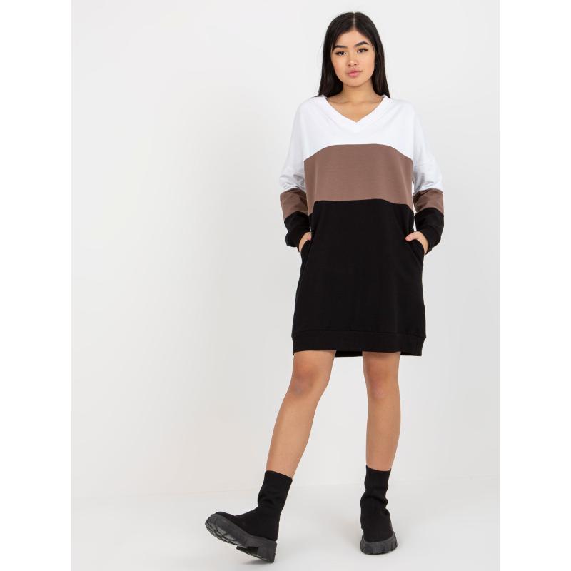 Dámské šaty s kapsami RUE PARIS černobílé