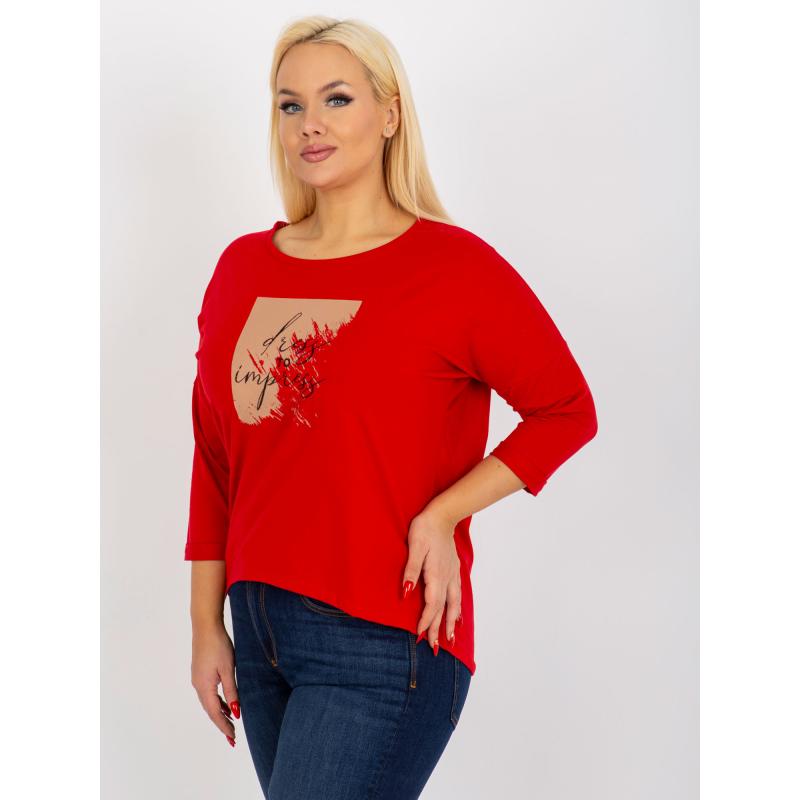 Dámská halenka s potiskem a nápisyplus size CHANTALE červená 