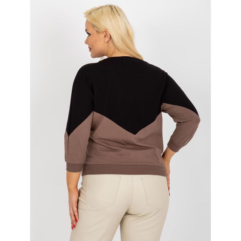 Dámska blúzka s 3/4 rukávmi plus size MADNY čiernohnedá