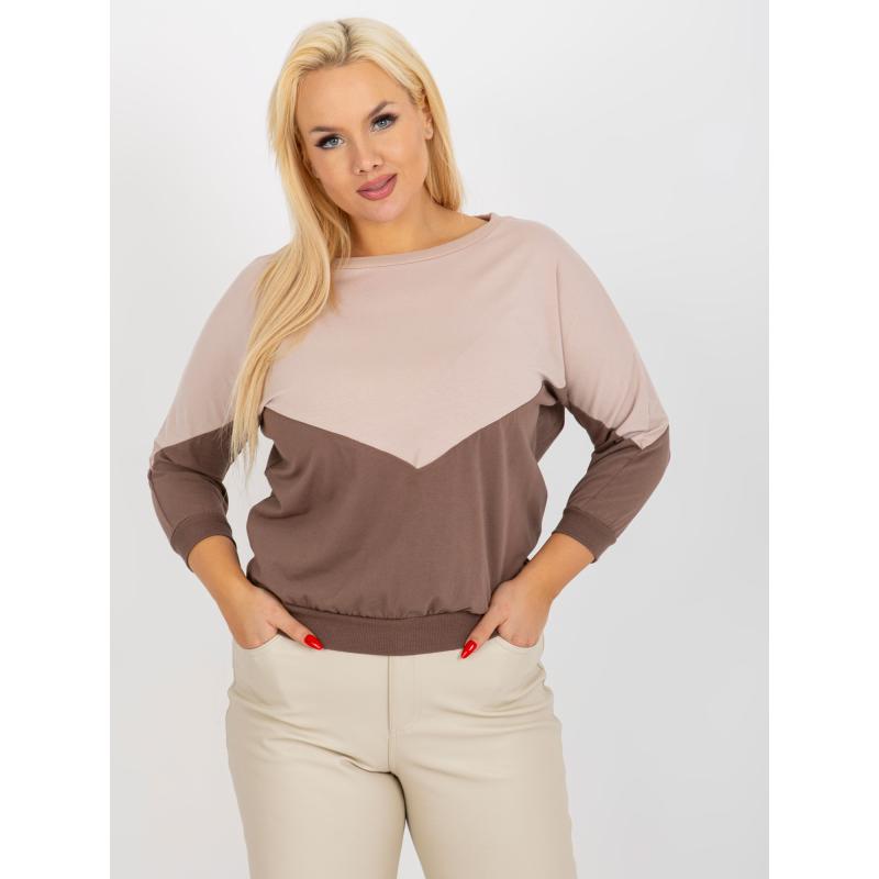 Dámska blúzka plus size AMILIA béžová a hnedá