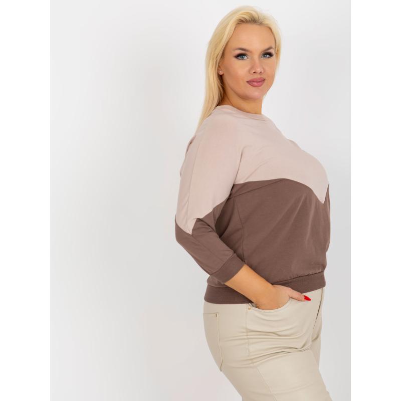 Dámska blúzka plus size AMILIA béžová a hnedá