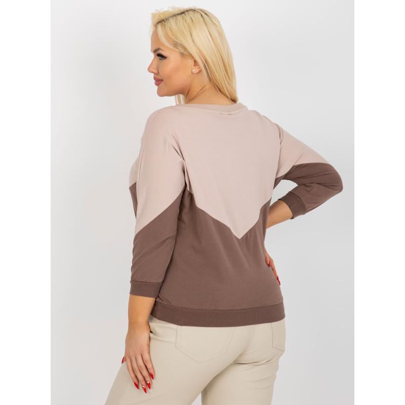 Dámska blúzka plus size AMILIA béžová a hnedá