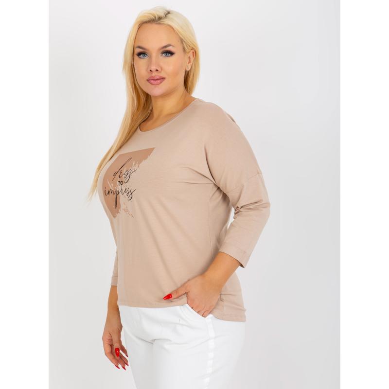 Dámská halenka s potiskem plus size ITA béžová  