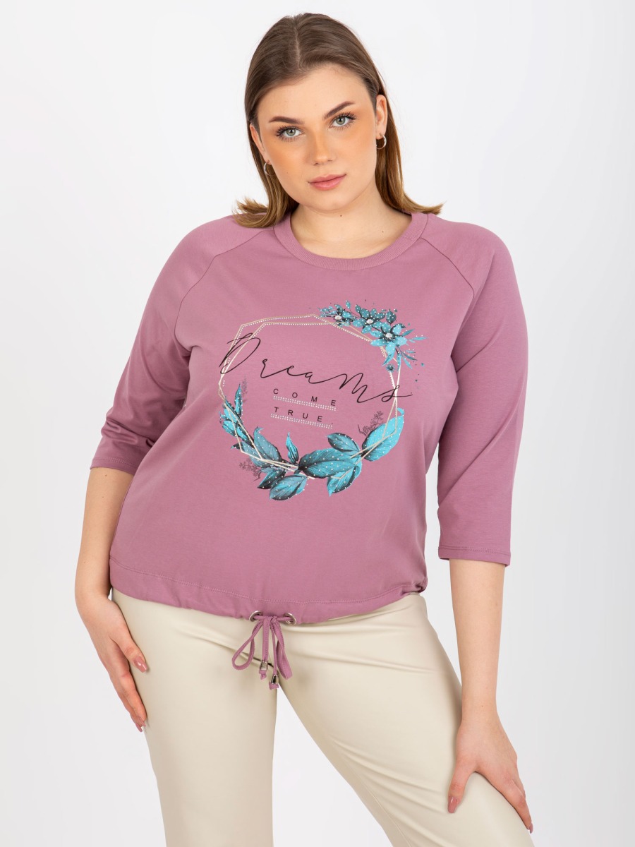 Dámska blúzka s kamienkovou aplikáciou plus size LIBBY ružová