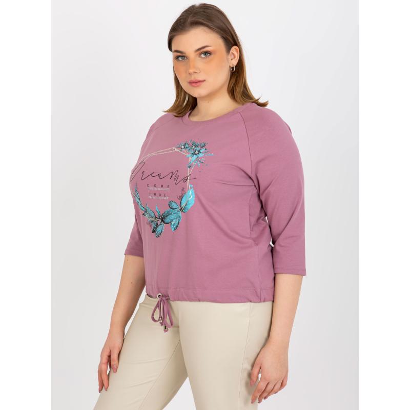 Dámska blúzka s kamienkovou aplikáciou plus size LIBBY ružová