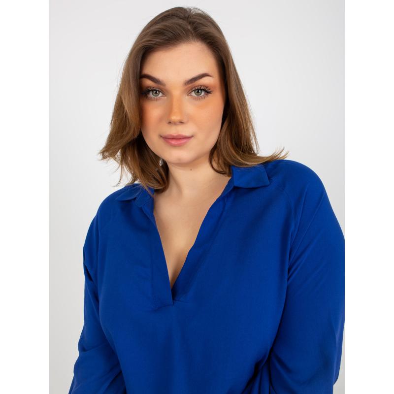 Dámská halenka s límečkem plus size MYRIAM tmavě modrá  