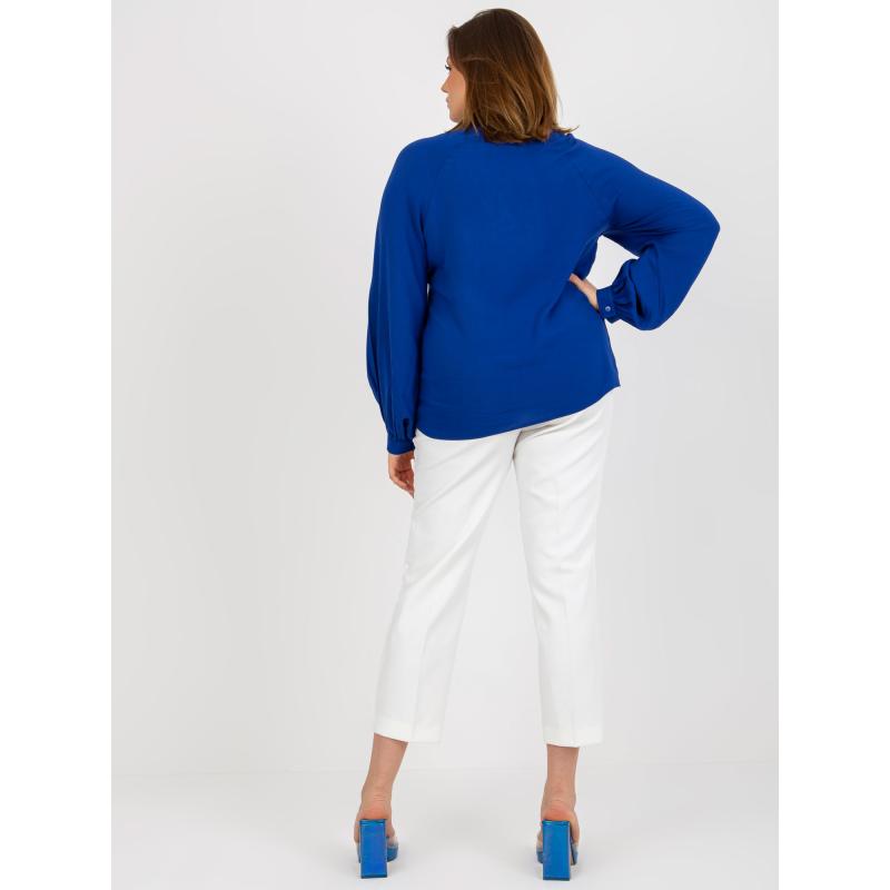 Dámská halenka s límečkem plus size MYRIAM tmavě modrá  