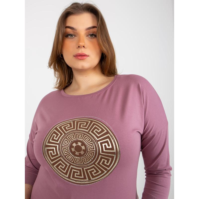 Dámská halenka s žebrovaným lemem plus size ITA růžová  