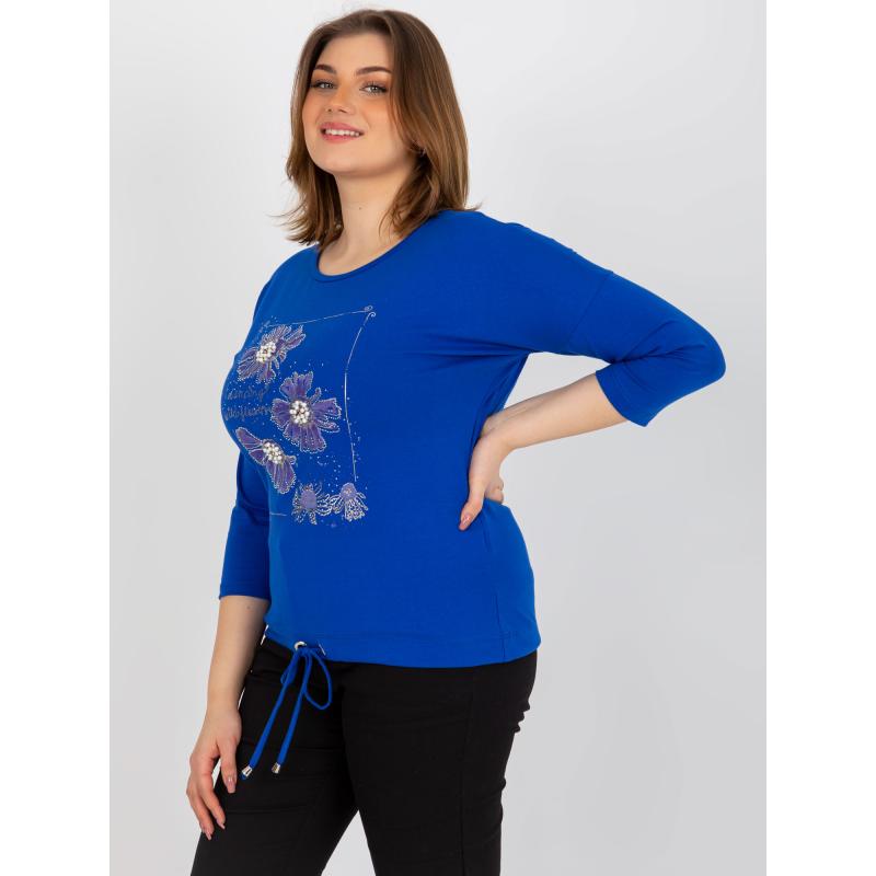 Dámská halenka s potiskem plus size MARIAN tmavě modrá 