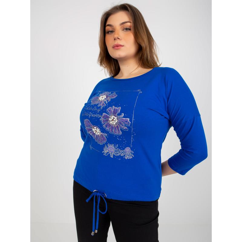 Dámská halenka s potiskem plus size MARIAN tmavě modrá 