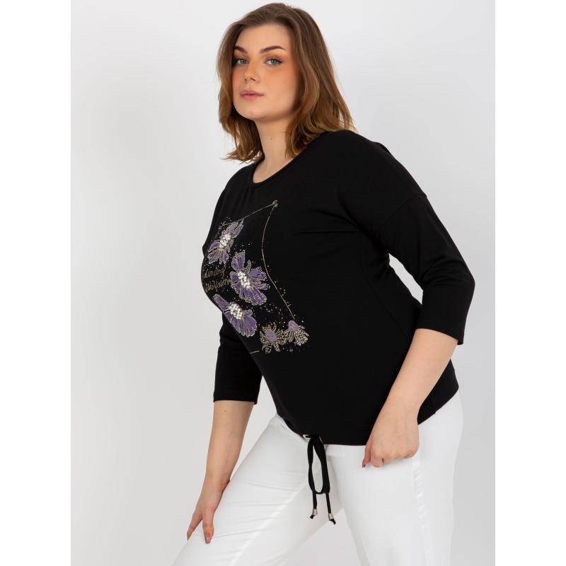 Dámská halenka s 3/4 rukávy plus size JANELLE černá  