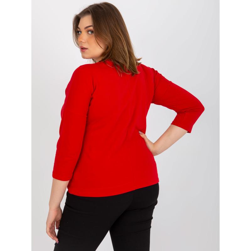 Dámská halenka s potiskem a 3/4 rukávem plus size BECKY červená 