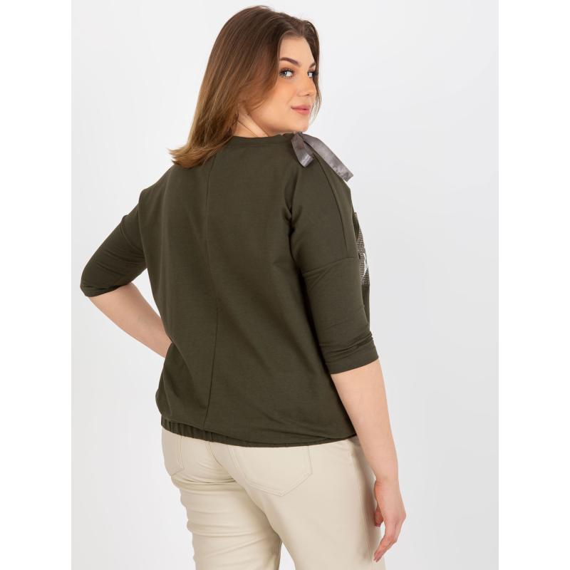 Dámská halenka s vázáním plus size KLARA khaki 