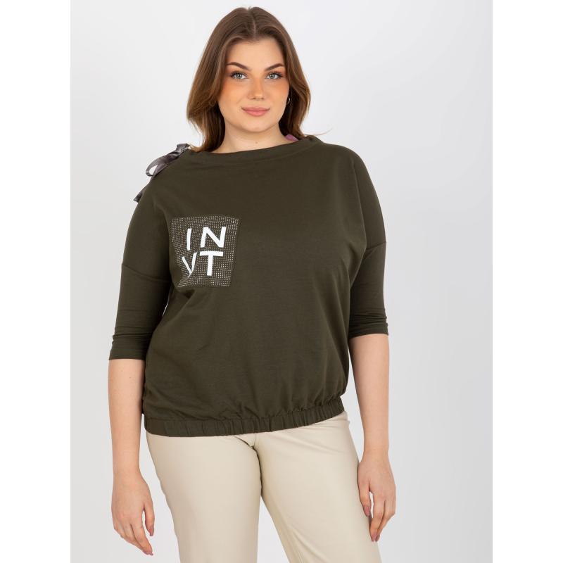 Dámská halenka s vázáním plus size KLARA khaki 