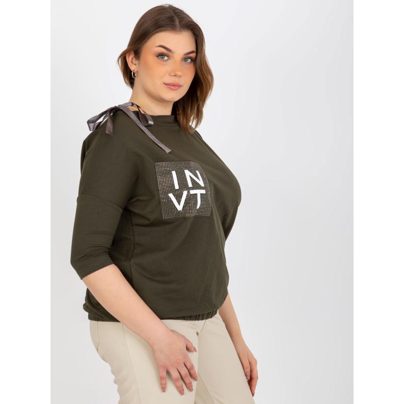 Dámská halenka s vázáním plus size KLARA khaki 