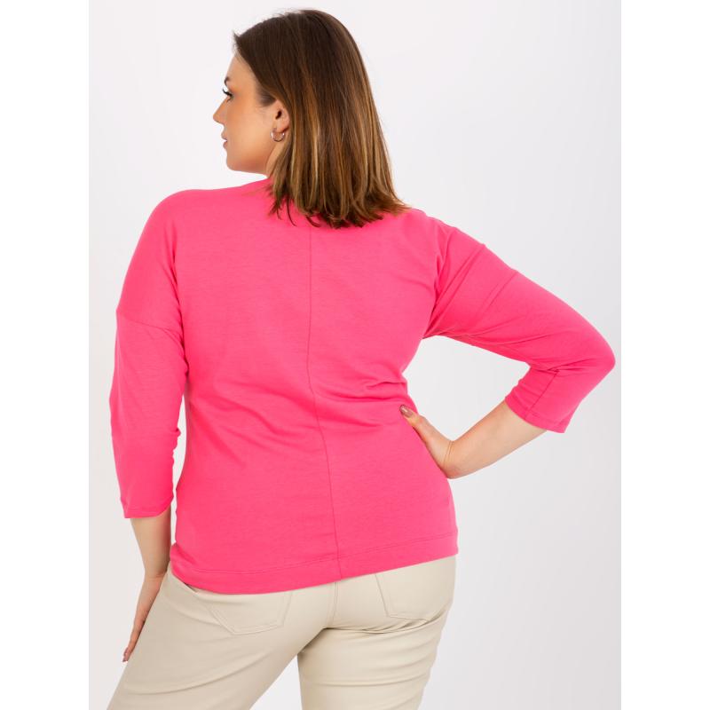 Dámská halenka a žebrováním plus size TEENA růžová  