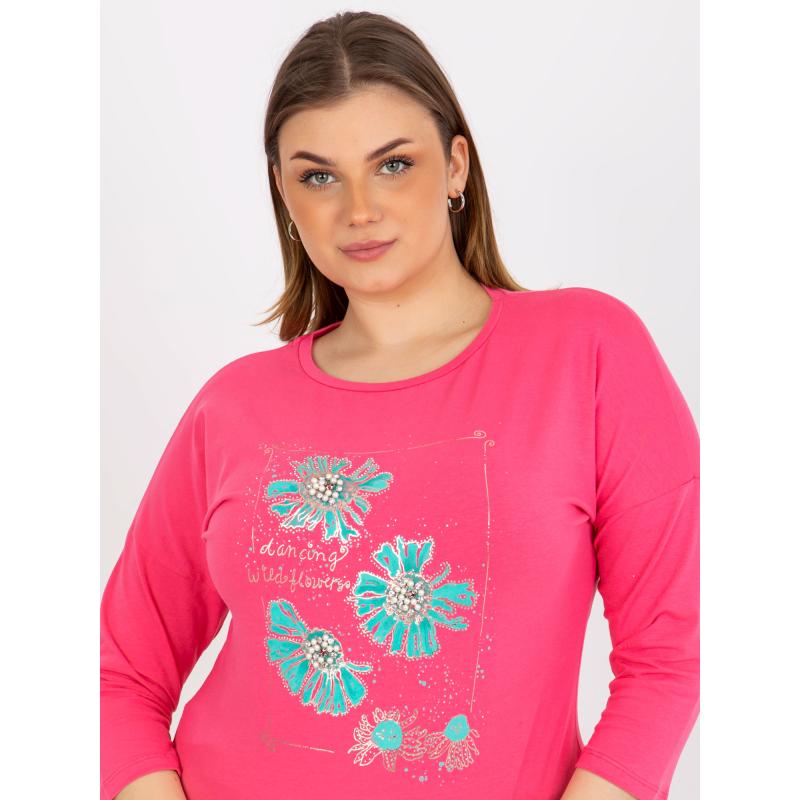 Dámská halenka a žebrováním plus size TEENA růžová  