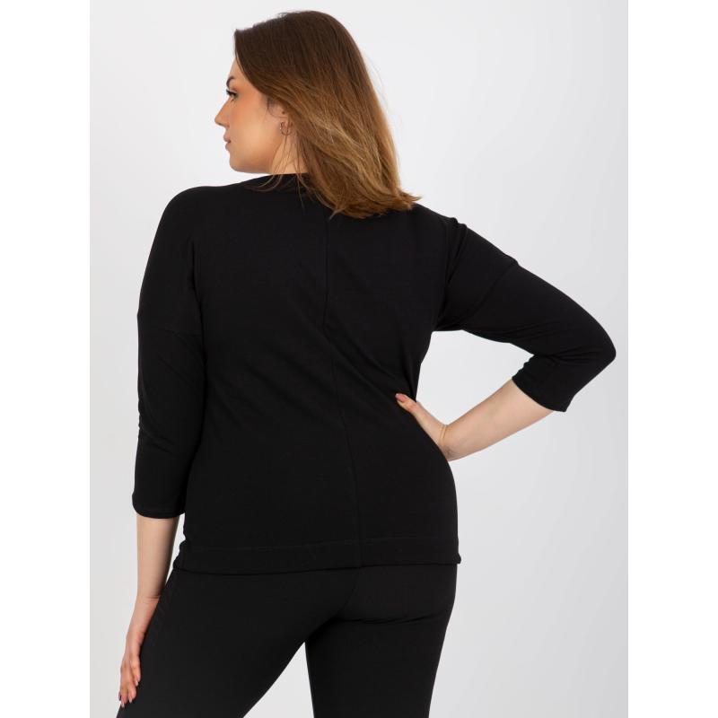 Dámská halenka se stuhou a 3/4 rukávem plus size LENORA černá  