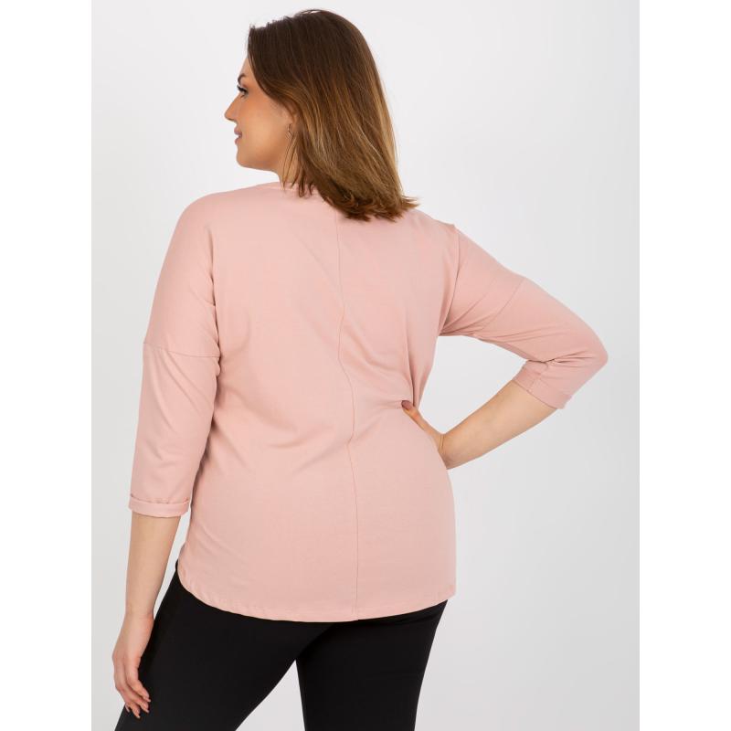 Dámská halenka s potiskem a nápisem plus size KAYLYN světle růžová  