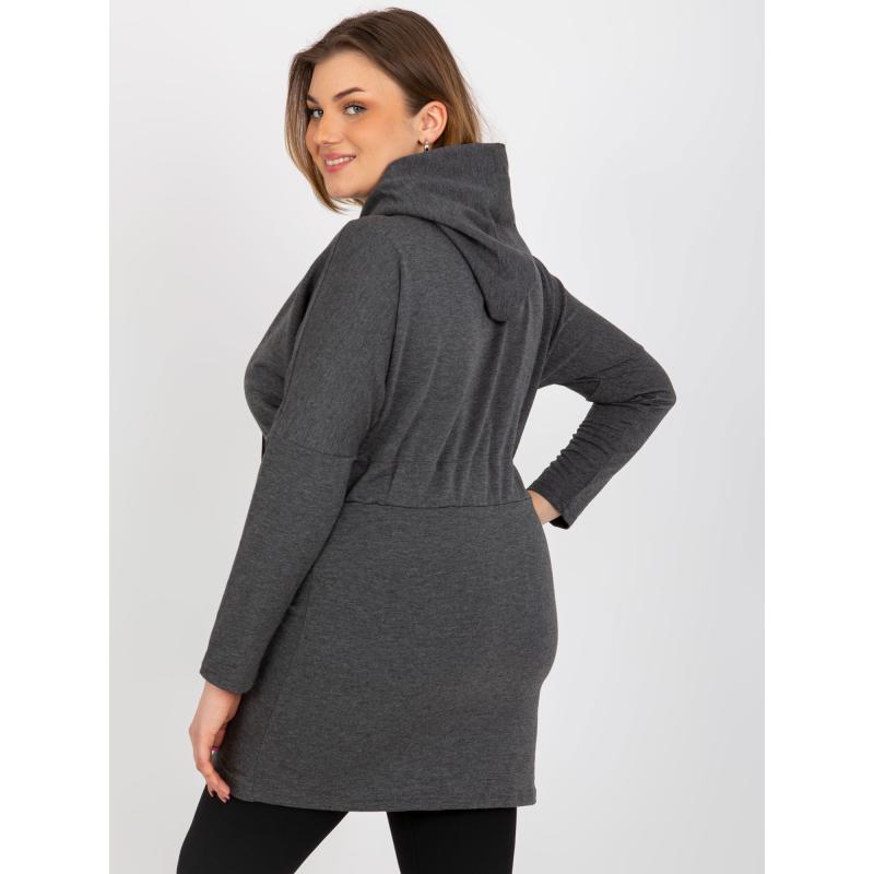 Női blúz cipzárral plus size OPALINE sötétszürke