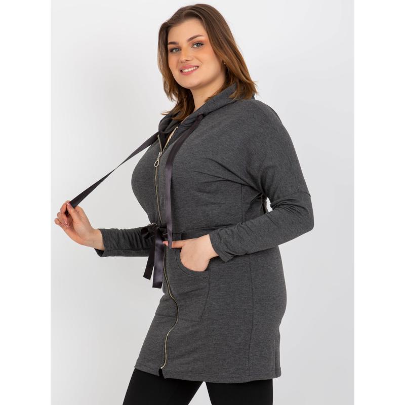 Női blúz cipzárral plus size OPALINE sötétszürke