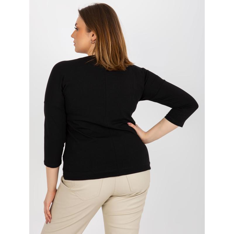 Dámska blúzka s okrúhlym výstrihom plus size BLANCH čierna