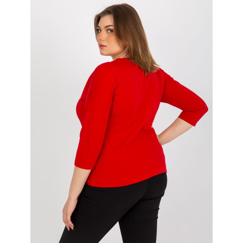 Dámska blúzka s 3/4 rukávmi a potlačou plus size UNA červená