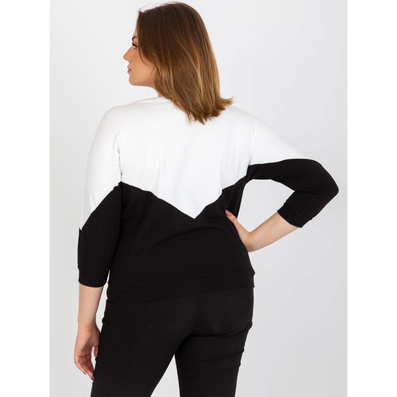 Dámska blúzka s výstrihom plus size UNIA ecru a čierna