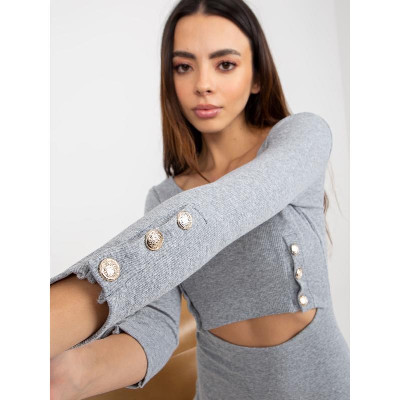 Dámské šaty s ozdobnými knoflíky KINLEY šedé  