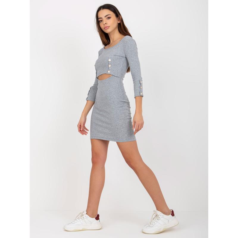 Dámské šaty s ozdobnými knoflíky KINLEY šedé  