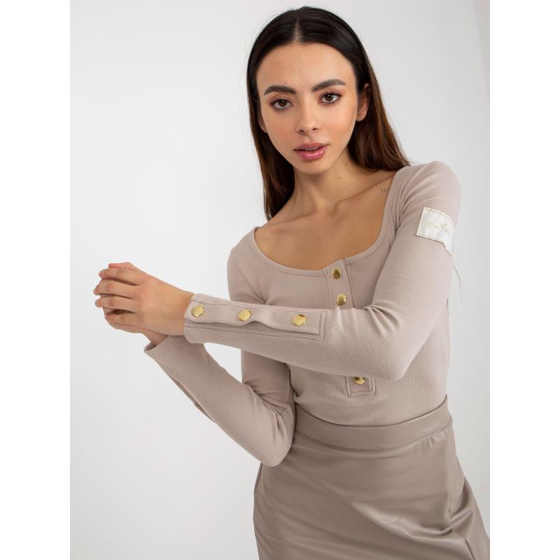 Dámská halenka pruhovaná OCH BELLA béžová 