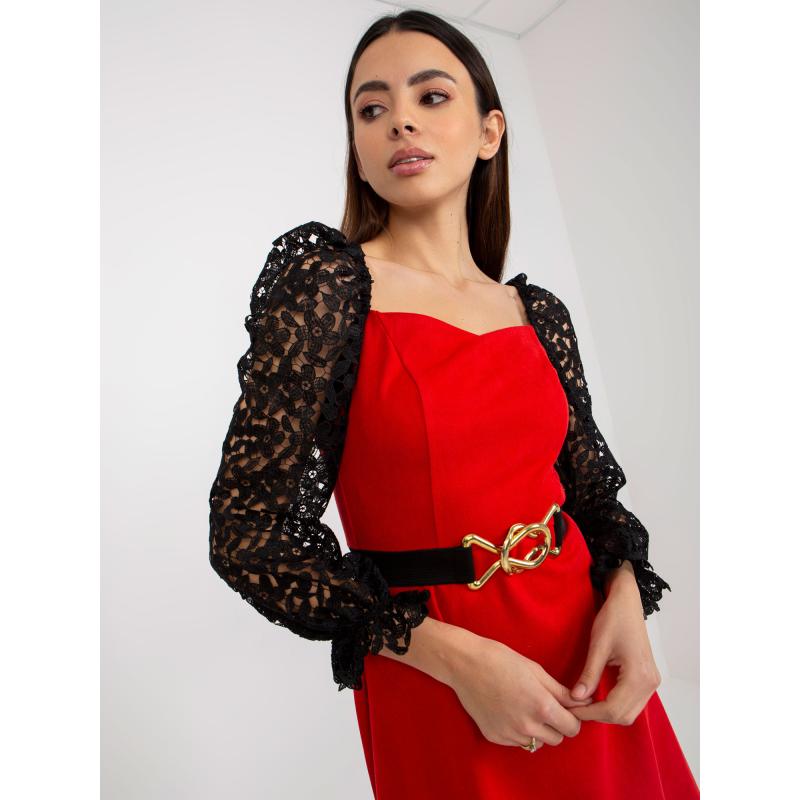 Dámské šaty s páskem mini koktejlové MARBELLA červené  