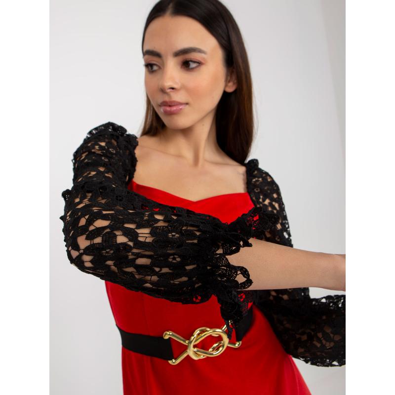 Dámské šaty s páskem mini koktejlové MARBELLA červené  