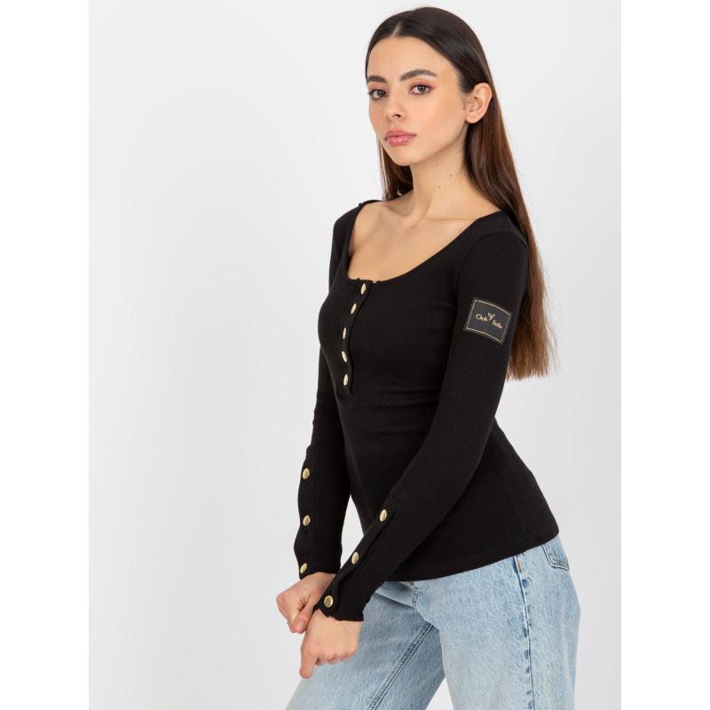 Dámská halenka se zapínáním na druky OCH BELLA černá 