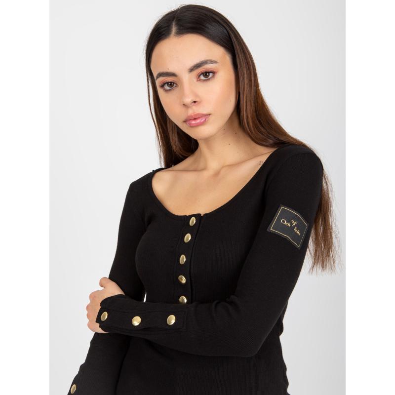 Dámská halenka se zapínáním na druky OCH BELLA černá 