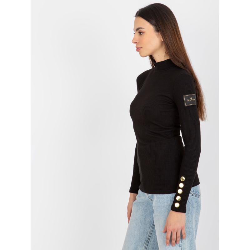 Női blúz garbóval OCH BELLA fekete