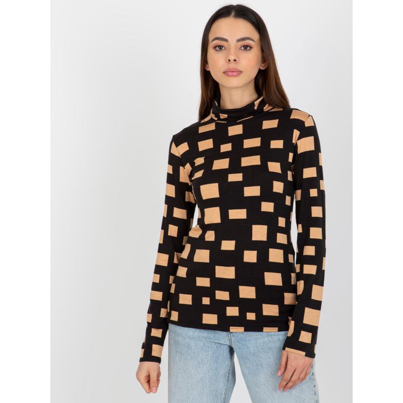 Dámska blúzka s rolákom a potlačou ADDYSON čierno-hnedá