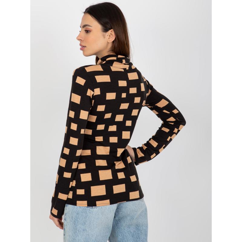 Dámska blúzka s rolákom a potlačou ADDYSON čierno-hnedá