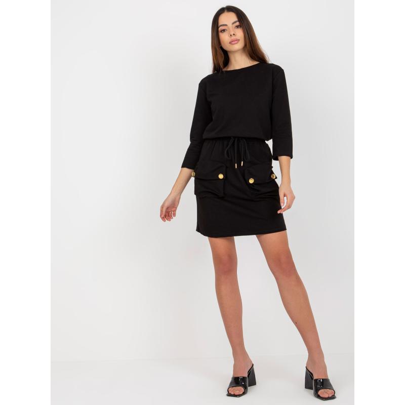 Dámske šaty s rebrovaným lemom OCH BELLA čierne