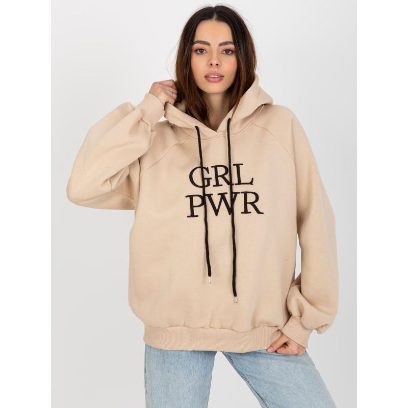 Dámská mikina s kapucí a nápisem DEBBY béžová 