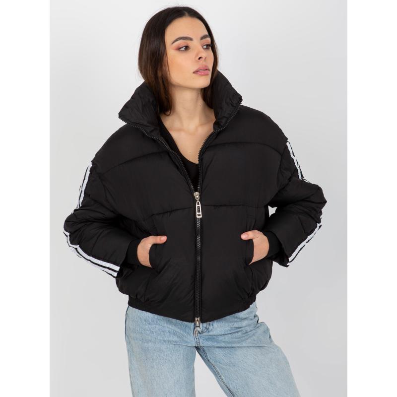 Dámska bunda bez kapucne prešívaná zimná REBA čierna