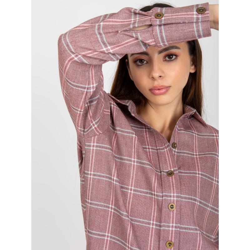 Dámská kostkovaná košile z viskózy HOLLY tmavě růžová 
