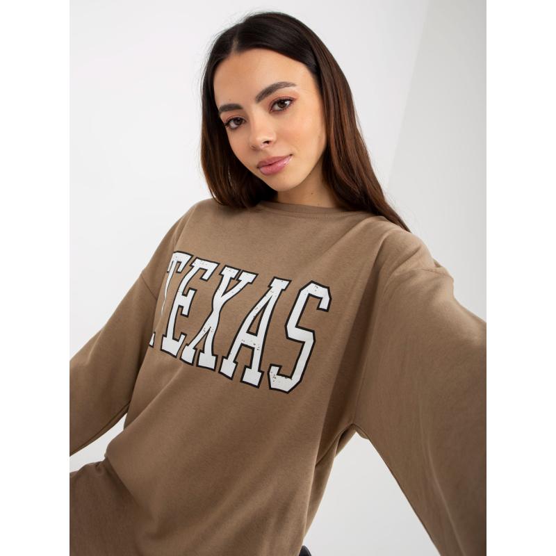 Női nyomtatott blúz zsebekkel KRISTEN sötétbézs sötétbézs