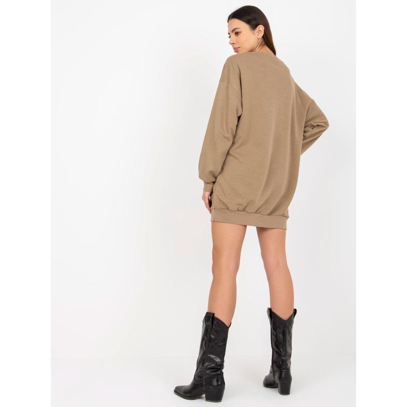 Női nyomtatott blúz zsebekkel KRISTEN sötétbézs sötétbézs