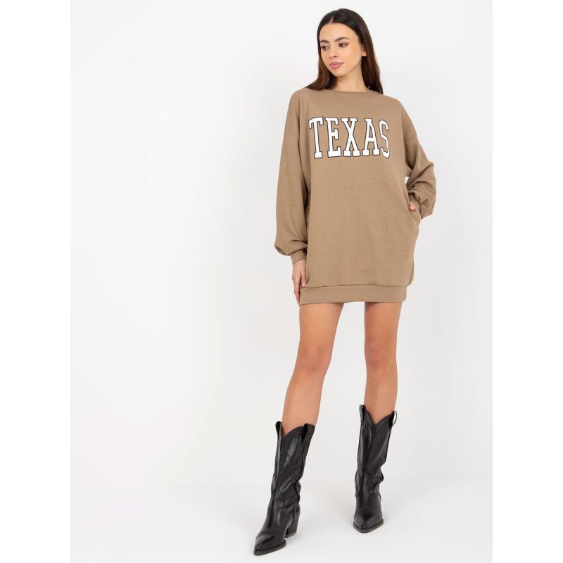 Női nyomtatott blúz zsebekkel KRISTEN sötétbézs sötétbézs