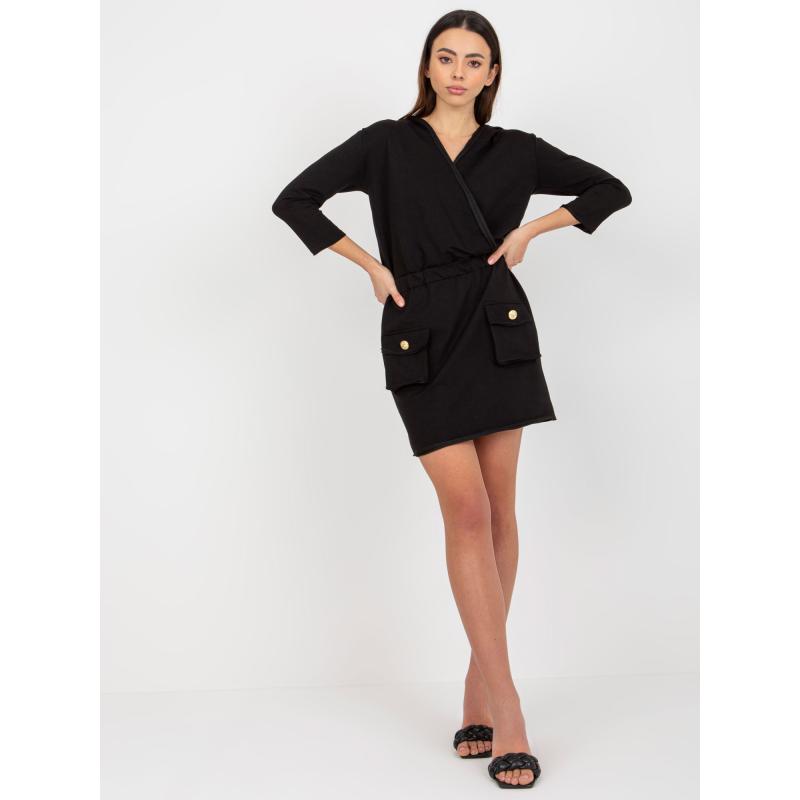 Dámske šaty s kapucňou OCH BELLA čierne